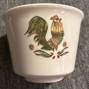 Vintage Taylor Smith Taylor Oven-Serve Custard Cup in Rooster Pattern, USA MADE